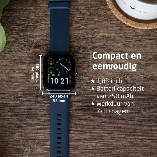 BREND Smartwatch für Frauen und Männer - Schrittzähler, Blutdruckmesser und Herzfrequenzmesser - Sportuhr - wasserdicht - blau