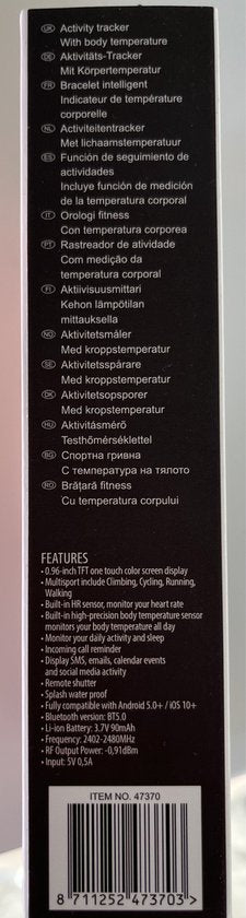 Umbro Smartwatch - Activity Tracker Bluetooth - Sportuhr mit Schrittzähler und Thermometer - Schwarz