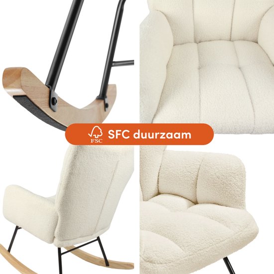 SITTT Schaukelstuhl - Entspannungssessel für das Babyzimmer - Sessel - Fütterungsstuhl - Cremeweiß - Beige