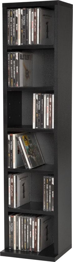 tectake - CD-Regal DVD-Regal - CD-Regal - stehend - schwarz - 90x21x16 cm - 401701