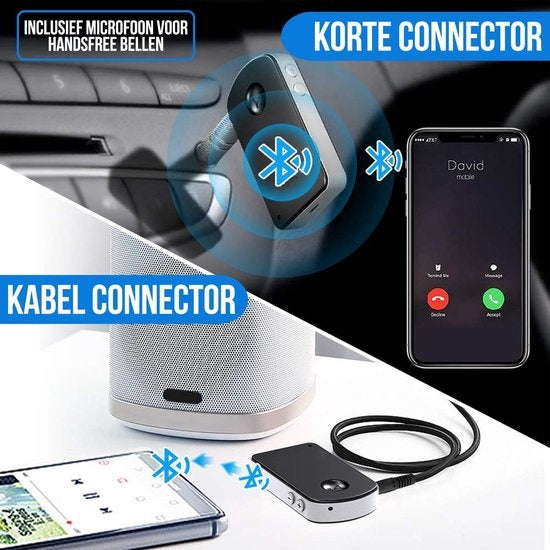 Strex Bluetooth-Empfänger - BT 5.0 - 3.5MM AUX - Bluetooth-Empfänger - Freisprecheinrichtung - Bluetooth-Audio-Empfänger - Bluetooth Auto über AUX