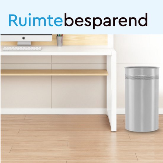 BRASQ Mülleimer Metall Büro/Haushalt - Mülleimer - Abfalleimer - Papierkorb - Rund - Mülleimer - Silber 21 Liter