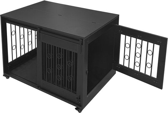 Hundehütte auf Rädern - Box für 2 Hunde auf Rädern - Hundehütte - für Welpen und kleine Hunde - 2 separate Bereiche