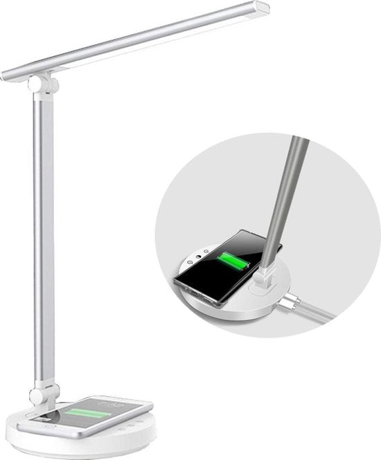 Fuegobird LED-Schreibtischlampe - verkabelt - kabelloses Aufladen für Telefon - dimmbar - faltbar - Smart Touch
