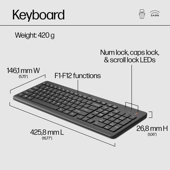 HP 330 – Kabellose Tastatur und Maus – QWERTY – Schwarz