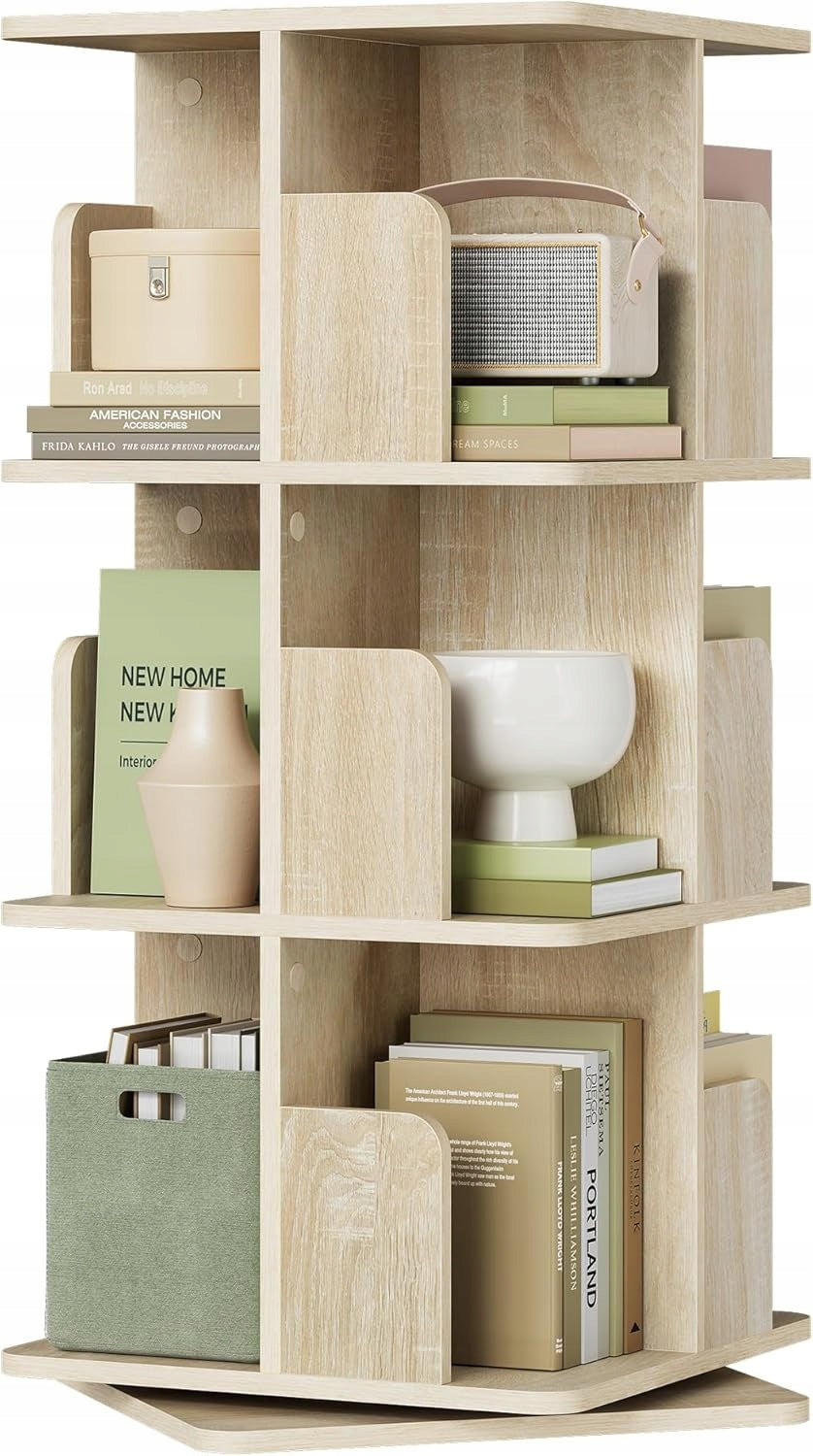 Eugad Drehbares Bücherregal 360° – Helles Eichenholz – 40 x 94,5 x 40 cm