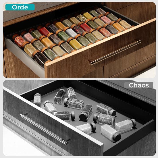 Soothe Gewürzregal Schublade - Für 24 Gewürzdosen - Ausziehbar - 6er Set - Edelstahl