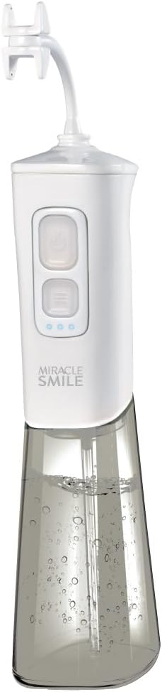 Ontel Miracle Smile Wasserzahnbürste – kabellose Munddusche mit H-förmigem Düsenkopf – 4 Wasserstrahlen – 3 Druckstufen – über USB aufladbar