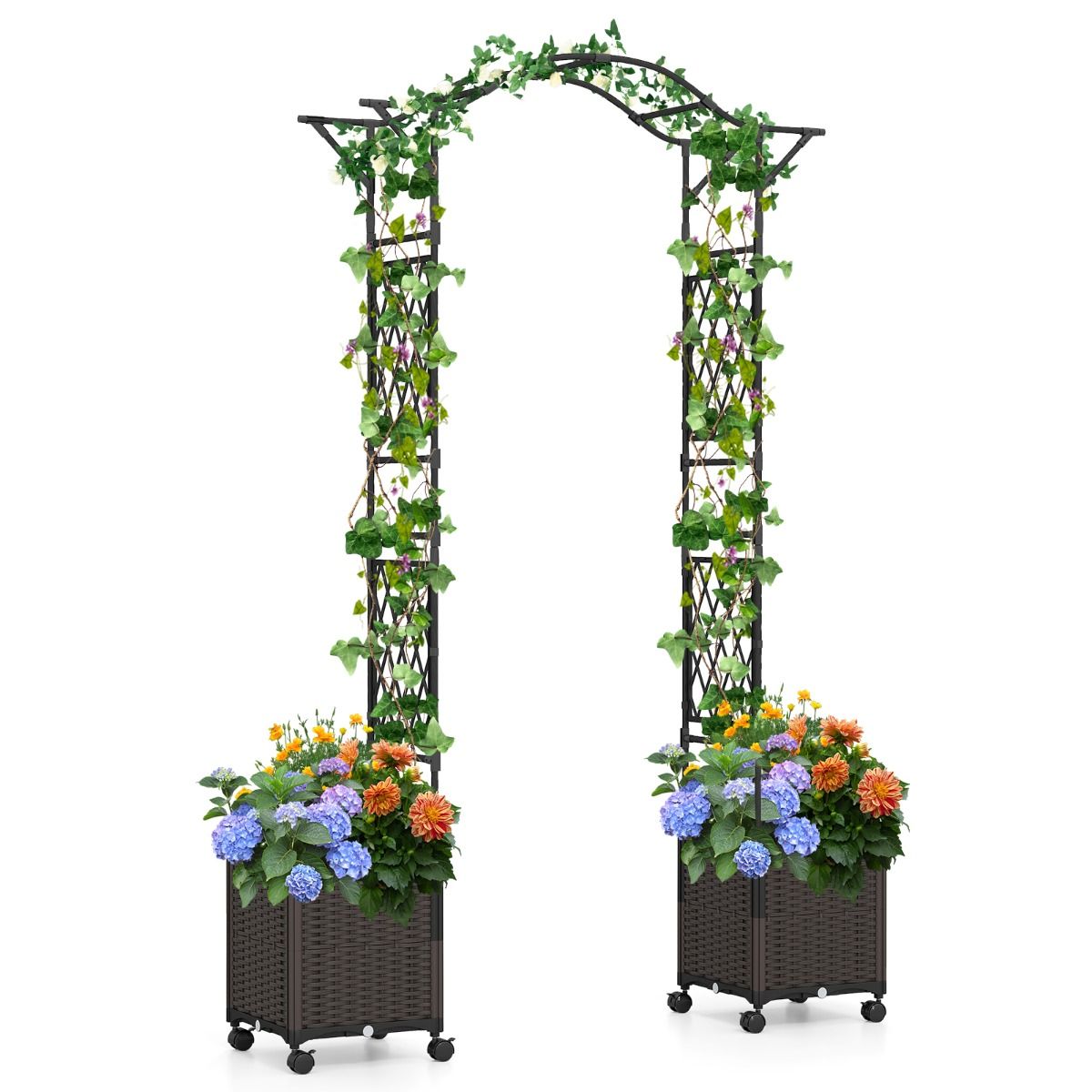 Coast Gartenbogen mit Pflanzkästen – 2-in-1-Klettergerüst mit Selbstbewässerungssystem – schwarz