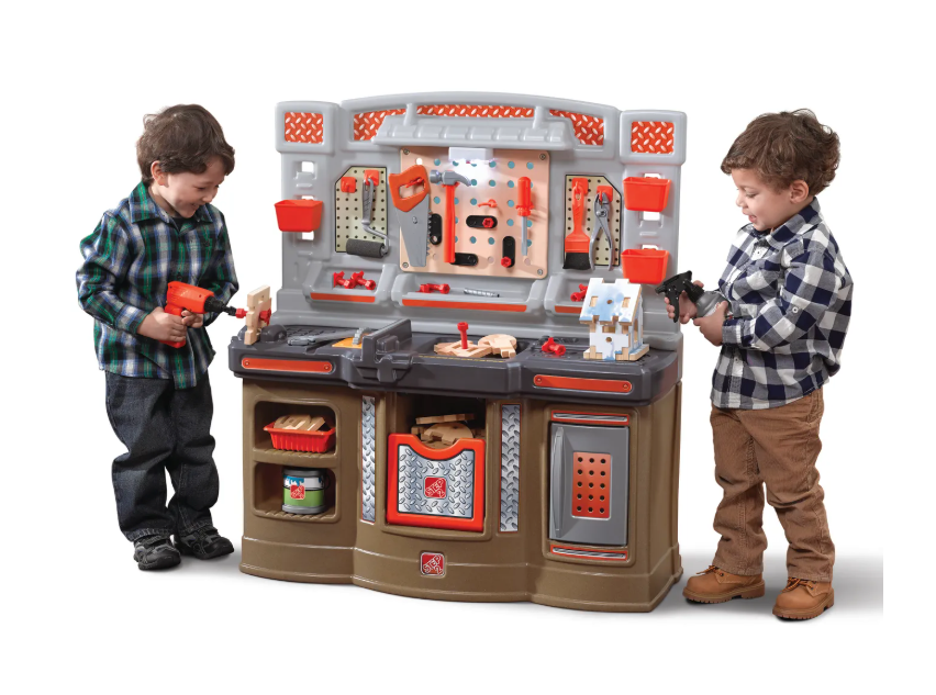 Step2 Big Builders Pro Werkbank 70 x 98 x 97 cm – 45 Zubehörteile – Spielzeugwerkstatt