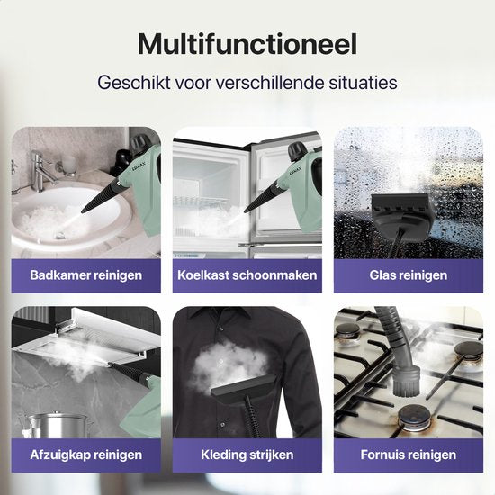 LUMAN - 16 in 1 Dampfreiniger C3 - Handdampfreiniger - Steam Lock Funktion - 1050 Watt - 450 ML - Grün