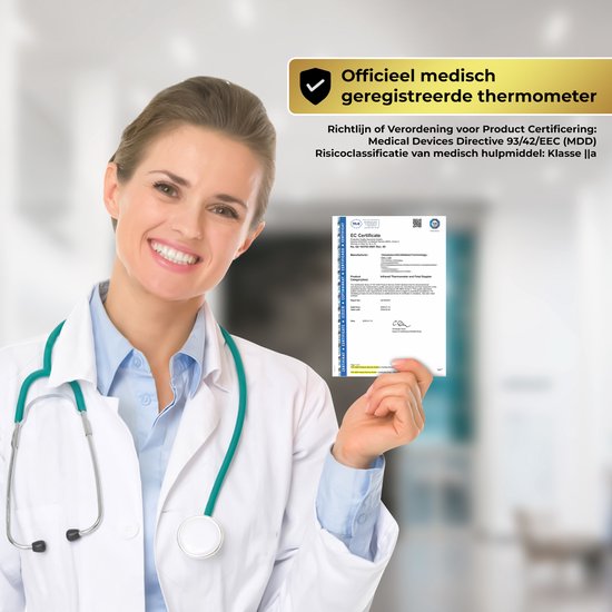 MostEssential Premium Fieberthermometer - Ohrthermometer - Infrarotthermometer - Stirnthermometer - Körperthermometer - Fieberthermometer für Erwachsene, Kinder und Babys - berührungslos - 20M