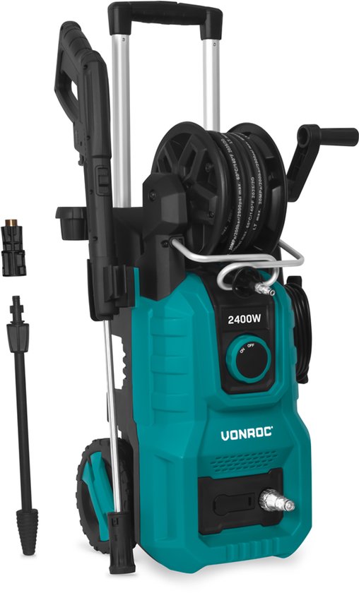 VONROC Hochdruckreiniger V24-1 - 2400W - 180 bar - Inkl. 10m Premium-Schlauch und Zubehör