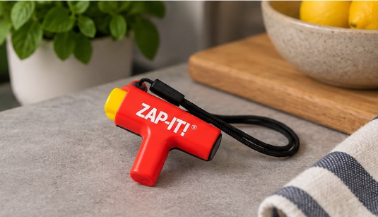 NoMasQuito Zap-It! Mückenstich-Linderer – piezoelektrisch – ohne Batterien – rot/gelb – 17 x 8 x 2,3 cm