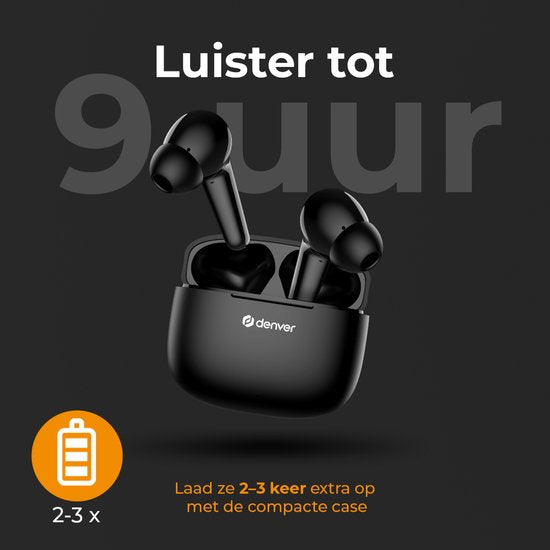 Denver Earbuds - Leichte Ohrhörer - 6 Stunden Musikgenuss - Bluetooth 5.3 - TWE48