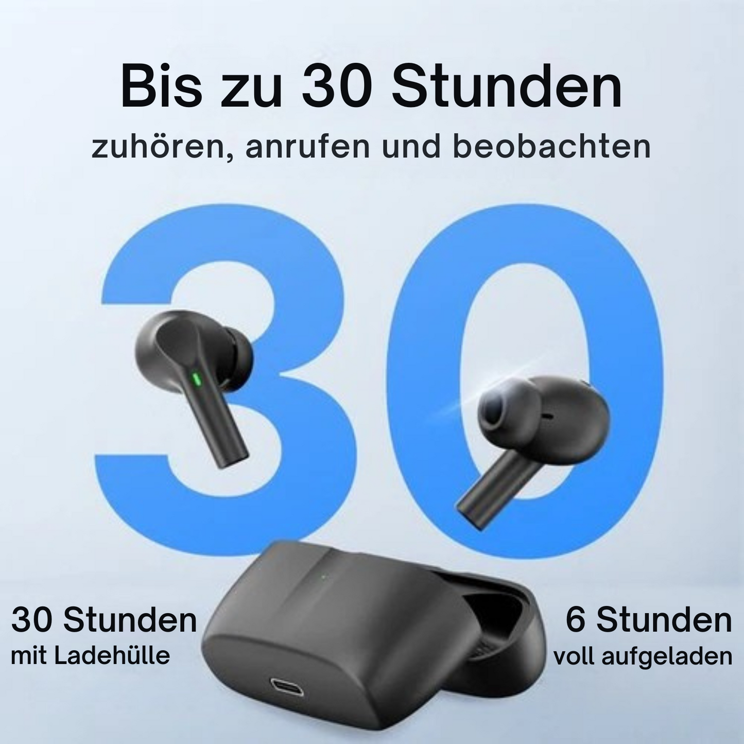 Unitone - Kabellose Kopfhörer - Bluetooth - IPX6 wasserfest - Geeignet für Apple & Android - Schwarz