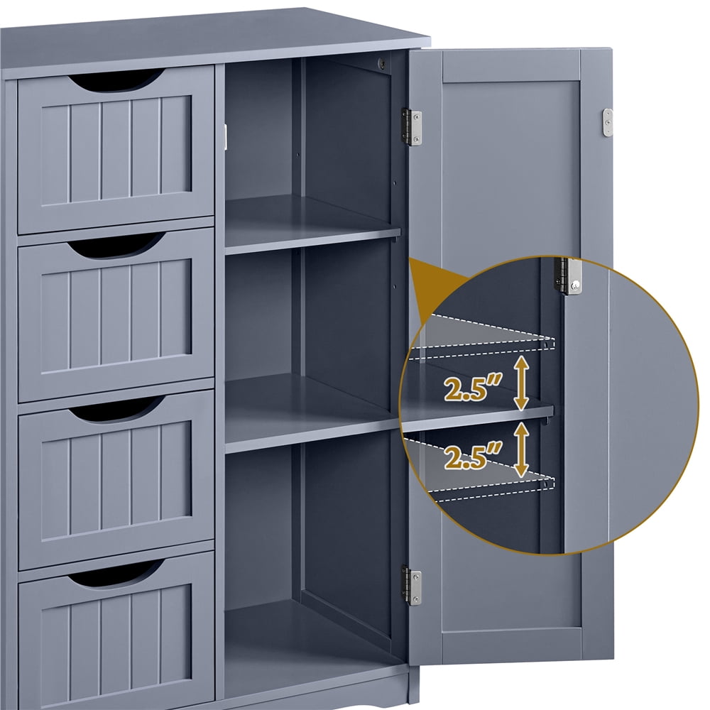 Yaheetech Badezimmerschrank mit 4 Schubladen – 55,9 x 30,5 x 82,6 cm – Grau