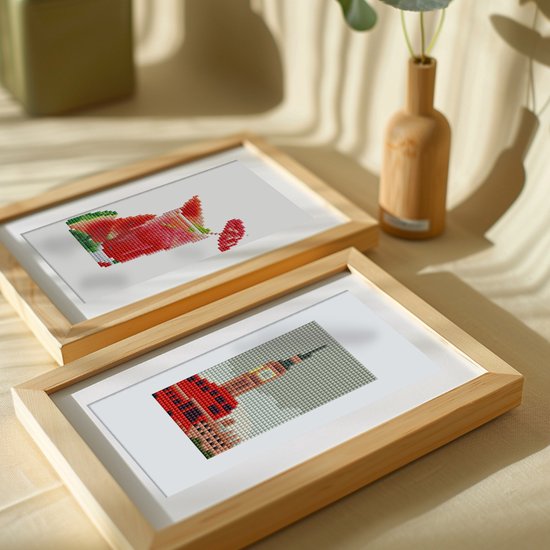 Rubye® Mini Diamantbilder - 2 Stück - Set - Erwachsene - Diamantbilder Kinder - Big Ben & Watermelon Cocktail- 15x20cm
