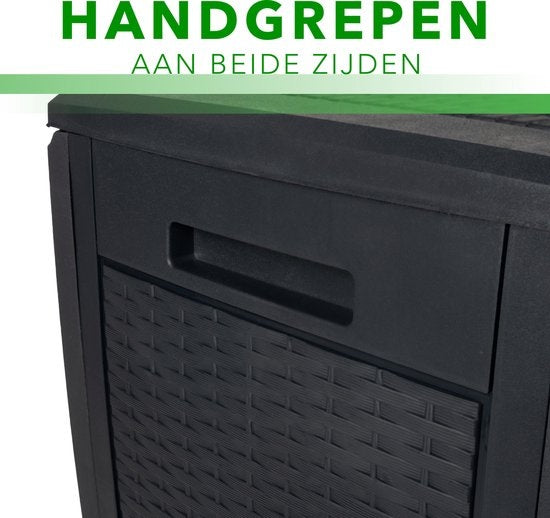 Living Style Aufbewahrungsbox - Gartenkissenbox mit Rädern - 310 Liter - Schwarz