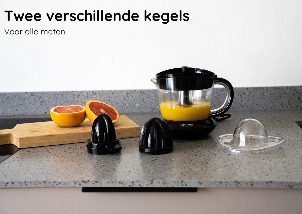 Safecourt Kitchen - Elektrische Zitruspresse - Leistungsstarke Presse für frischen Saft - Schwarz