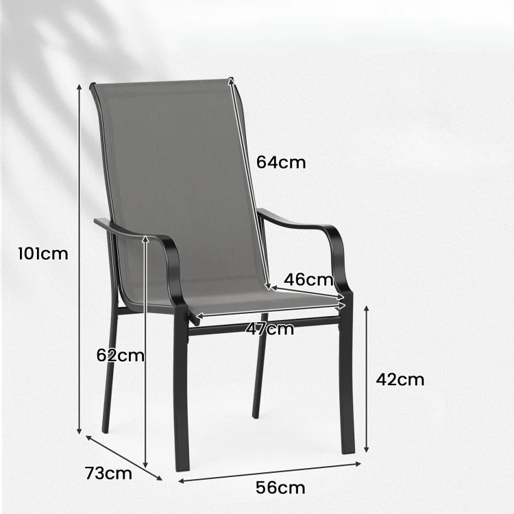 Coast Gartenstühle – 2er-Set – Hohe Rückenlehne – Kopfstütze – 150 kg – Grau