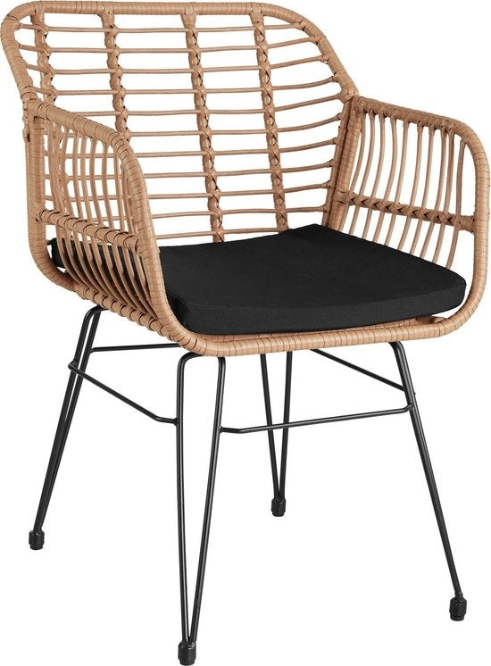 tectake - Outdoor-Geflechtsitzgruppe, Möbel für 2 Personen, 3-teilig. Bistro-Set, Balkonmöbel, Gartenmöbel-Set mit 2x Stühlen + Tisch, kleine Lounge wetterfest für Garten, Balkon oder Terrasse - naturfarben - Poly-Rattan