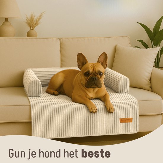 By Cee Cee Original Hundedeckenbank - Hundedeckenbank - Hundekorb - Premium - komplett mit Reißverschluss - Rippengewebe - Beige - 90x90 - Größe M