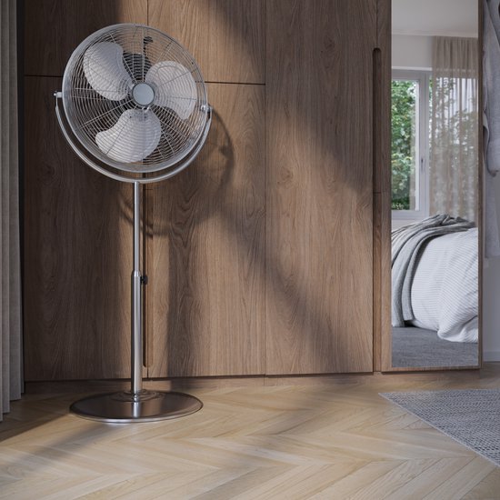 Standventilator XL 45 cm - Metallgehäuse - Starker Luftstrom - 3 Geschwindigkeiten - Oszillierend - Tristar VE-5975