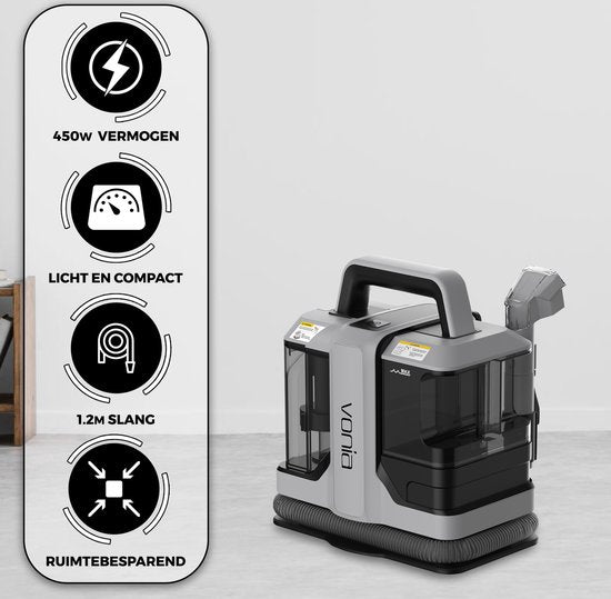Vonia Teppichreiniger - Fleckenreiniger - Sofareiniger - Reinigungsmaschine - Polsterreiniger - 450W - Grau