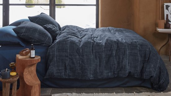 Vtwonen Vintage Indigo Bettbezug - Lits-Jumeaux - 240x200/220 - Dunkelblau