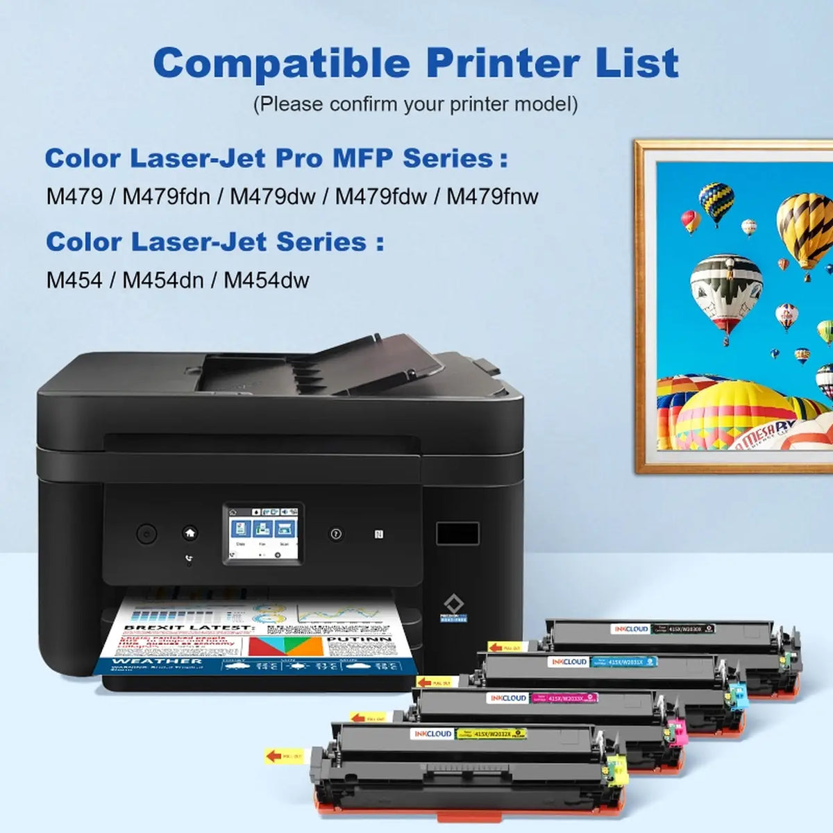 Inkcloud 415A Tonerset mit Chip – 4 Farben – Kompatibel mit HP M454 und M479fdw