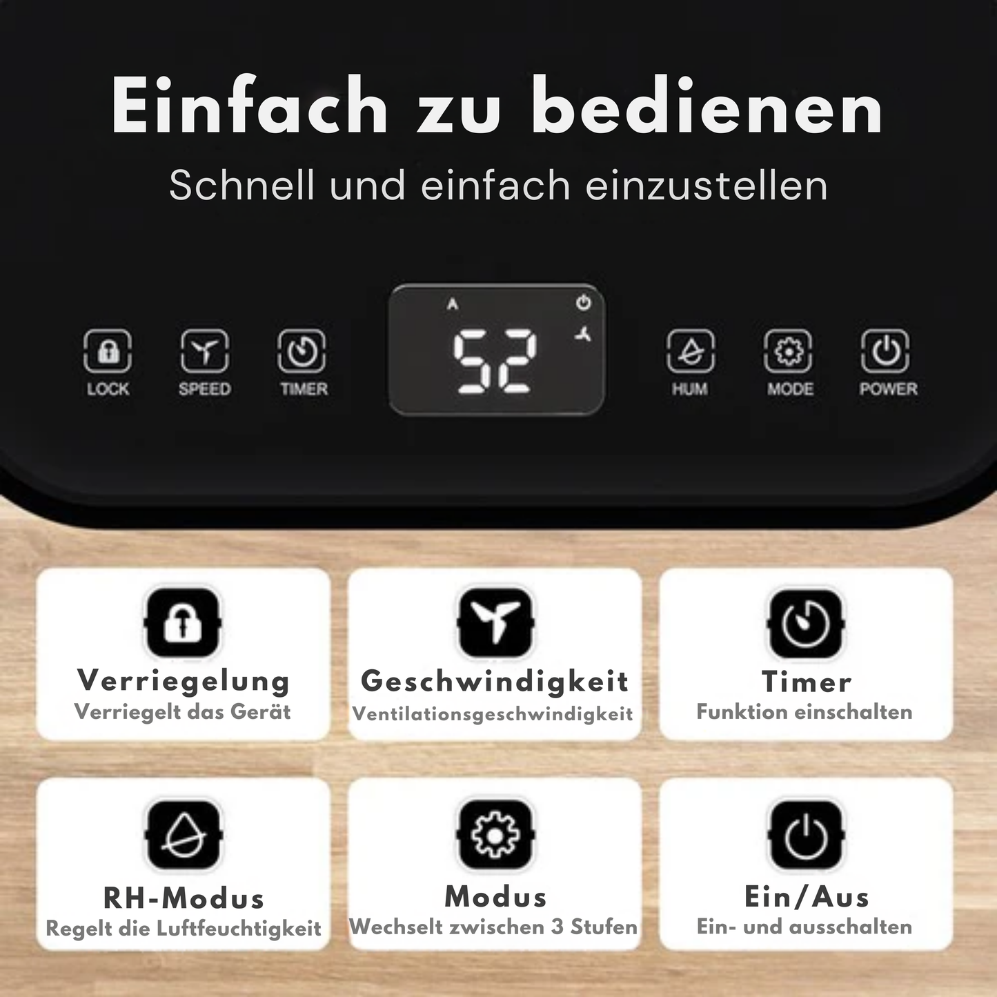 Auronic Luftentfeuchter - Compact Series - 12L pro Tag - Waschtrockenfunktion - Schlafzimmer, Badezimmer und Wohnzimmer - Feuchtigkeitsentferner für den Haushalt - Schwarz