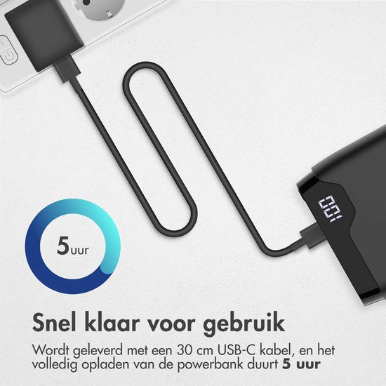 imoshion - Powerbank 20000 mAh - Schnellladegerät - 22,5W - USB-C & USB-A - geeignet für iOS/Android - Schwarz