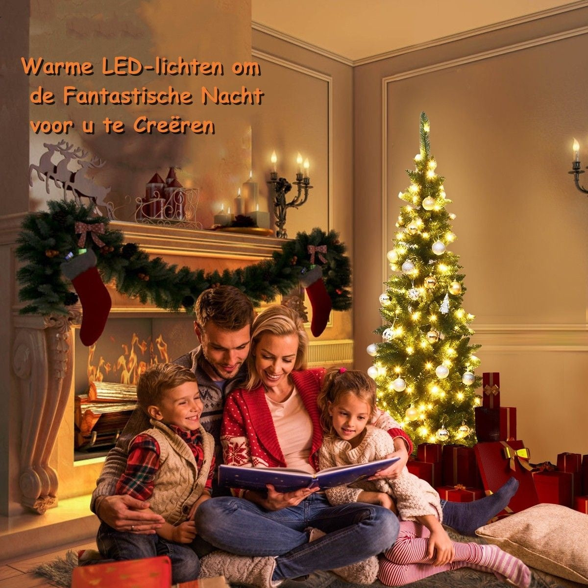 Künstlicher Weihnachtsbaum Coast Schmal - MIT warmweißen LED-Lichtern - Grün - 135cm