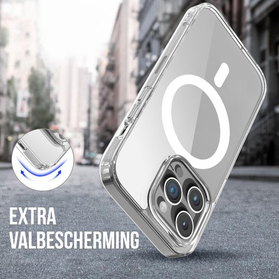 Podec Magsafe Case Passend für iPhone 14 Pro - Mit 3x Bildschirmschutz + 3x Kameraschutz - Magnetisch mit Ring Transparent - Handytasche Transparentes Case