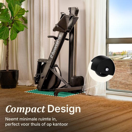 Flowsense Rudertrainer mit Luftwiderstand – Professionelles Rudergerät – 10 Widerstandsstufen – Zusammenklappbar – Ganzkörpertraining – Bluetooth-App & LCD-Monitor – Max. 200 kg – Rudergeräte – Für zu Hause & im Fitnessstudio