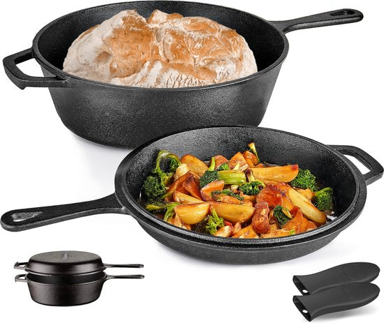 Castex Duocraft Gusseisen Pfanne - Kasserolle Induktion - Kasserollen - Eintopf Pfanne - Brot Pfanne Gusseisen - Simmer Pfanne