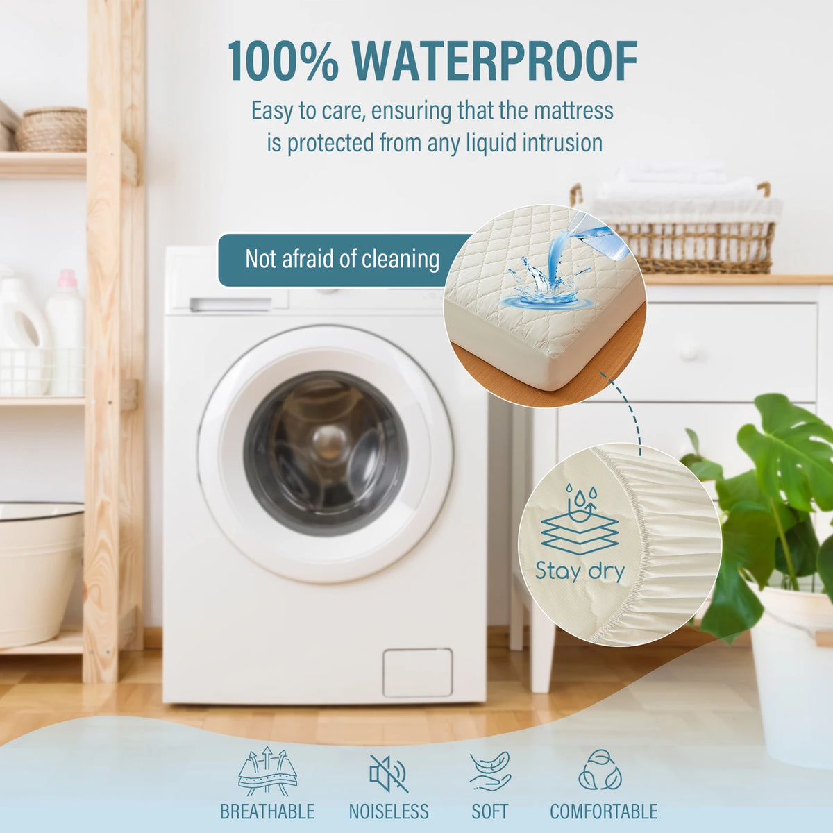 LeBonsoir Wasserdichter Matratzenschoner 150 x 200 cm – Spannbetttuch für eine Eckenhöhe von bis zu 30 cm – Gesteppt und atmungsaktiv – Weiß