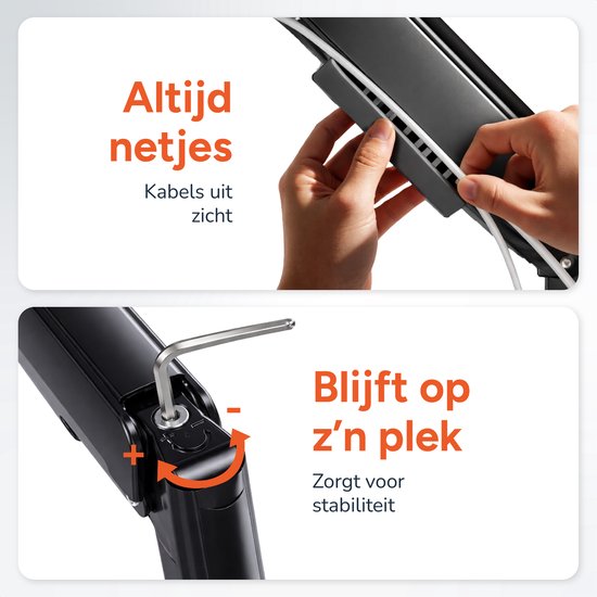 Skoov Monitorarm mit Gasfeder – Für 13–32 Zoll – Halterung für 1 Bildschirm – Monitor – Ständer – Halter – Halterung – Besonders stabil – Schwarz