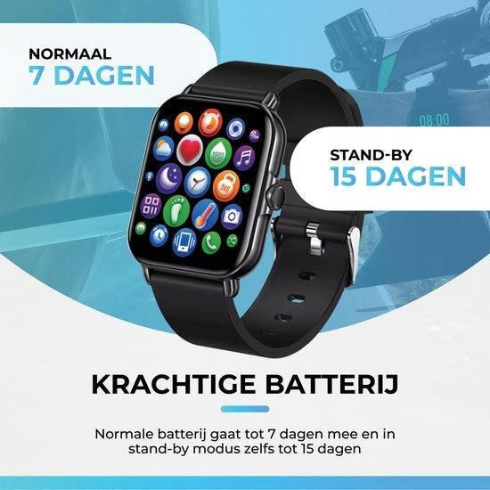AyeWay Smartwatch - Wasserdicht & Touchscreen - 70 Sportmodi - Mit App - Smartwatch Männer & Frauen - Schwarz
