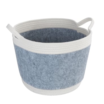 WENKO Bea Aufbewahrungskorb Schwarz – Ø 35 x 26 cm – Baumwolle/Polyester