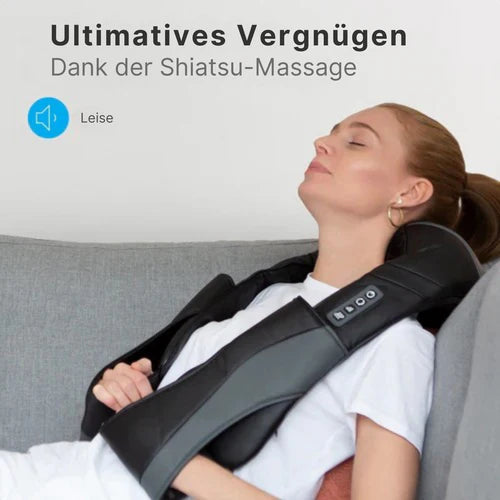 Auronic Shiatsu-Massagekissen - 8 Massageknöpfe - Mit Infrarot & Tragetasche – Schwarz