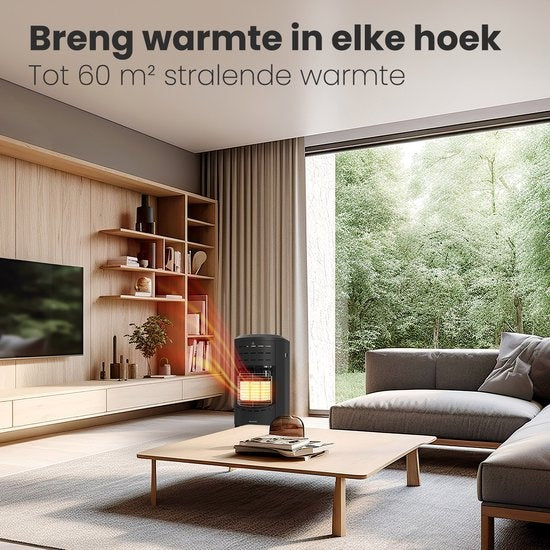 Auronic Mobiler Gaskocher - mit Rädern - bis zu 60 mÂ² - Inklusive Gasdruckregler und Gasschlauch - Inklusive Aufbewahrungshülle - Schwarz