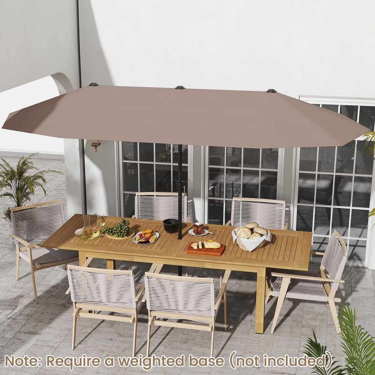 Coast Doppel-Sonnenschirm – rechteckig – wasserabweisendes Polyester – 400 x 215 cm – braun