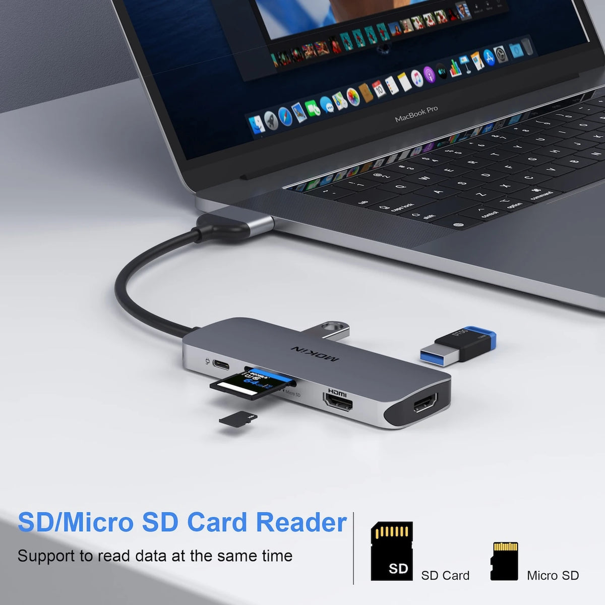 MOKiN 8-in-2-USB-C-Dockingstation für zwei Monitore – 2x HDMI 4K – 3x USB 3.0 – SD/TF – 100 W PD