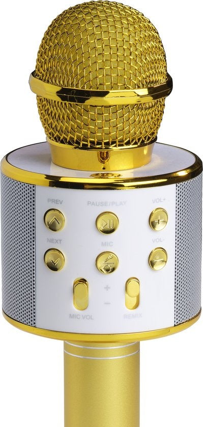 Denver Karaoke-Mikrofon Bluetooth - Drahtlos - Karaoke-Set - Eingebauter Lautsprecher - AUX - MicroSD - KMS20 - Gold