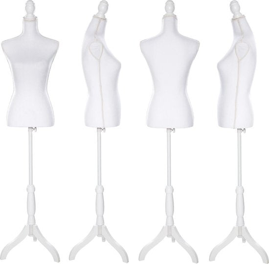 tectake - Schaufensterpuppe - Damen-Büsten-Torso - weiß - höhenverstellbar - 402566