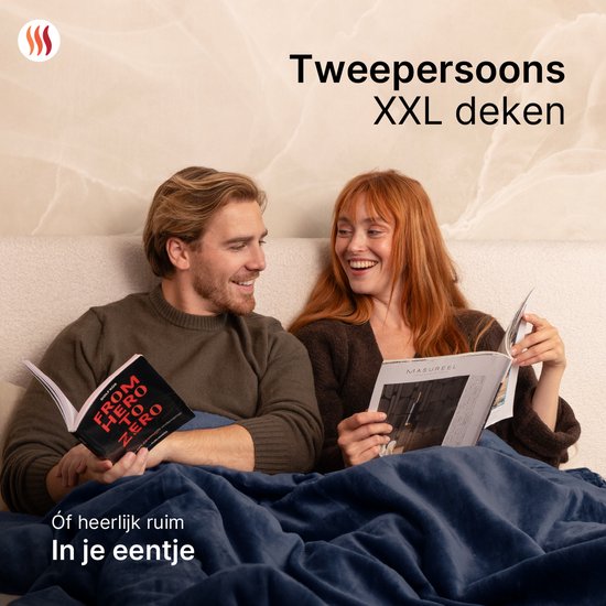 Seranova Electric Blanket XXL - 180x160 cm - 2 Personen Decke - Wärmedecke - Doppelseitig - Fleece Sherpa - Blau