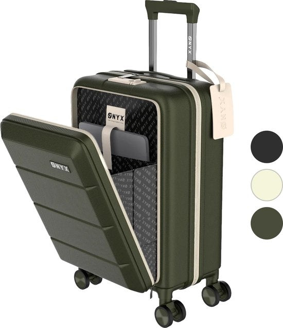 ONYXÂ® Handgepäck Koffer - Spinner-Räder - Doppeltes TSA-Schloss - Praktische Fronttasche - 35 L - 55 cm - Oliv