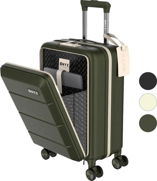 ONYXÂ® Handgepäck Koffer - Spinner-Räder - Doppeltes TSA-Schloss - Praktische Fronttasche - 35 L - 55 cm - Oliv